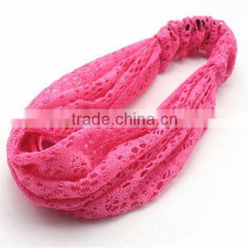 Sya comfortable pink elastic stretchy lace headband