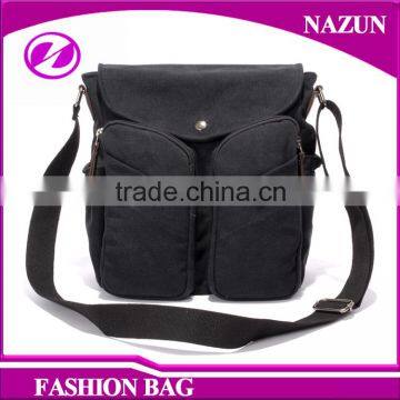 Trendy PU Leather Trimmings Handbag Travel Style Big Tote Unisex Canvas Sling Bags photo-4