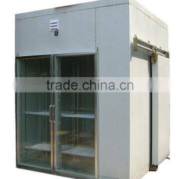 Mini glass door walk in cold room with sliding door for supermarket and store