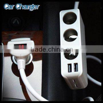 3 Cigarette Lighter Socket Splitter High Efficiency Awt Quality Adaptor 4 Usb Ports Charger