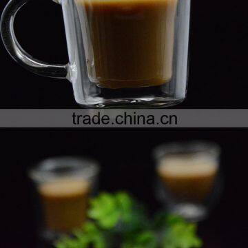 Elegant Clear Mouthblown Double Wall Glass Heat Resistance Borosilicate Drinkware Coffee Tea Milk Glass Cup photo-2