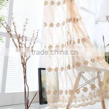 Traditional style embroidery sheer fabric for bedroom window curtain