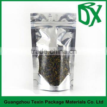 Hot Sell Promotion Free Samples Wholesale Price Clear Front And Foil Back Stand up Zip Foil Tea Bag in Guangdong