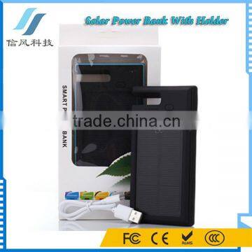 Universal Dual USB 5000mAh Solar Powerbank With Holder Black