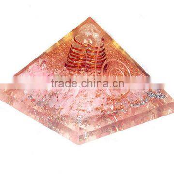 Rose Quartz Orgone Energy Pyramid With Crystal Point : Wholesale Orgone Healing crystals