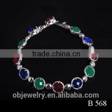 2015 Brass Jewelry Colorful Glass Chain Bracelet photo-3