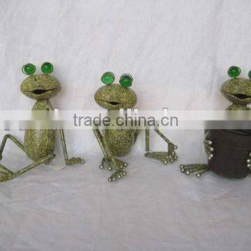 new! metal sitting frog statue garden decoration