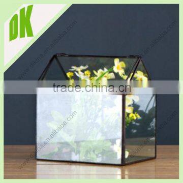 //Put inside you treasures or use it for your plants//China Geometric Mini House Glass Cube Terrarium