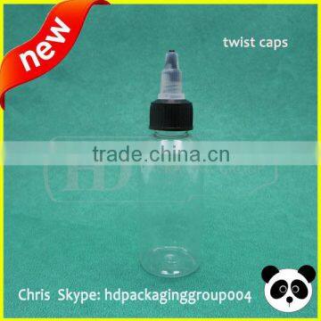 hot 30ml cosmetic PET bottles with twist caps long drip twist off caps