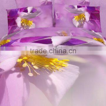 2014 3d beautiful flower design bedding set, reactive printed 100% cotton comforter wholesale 4pcs bedding set
