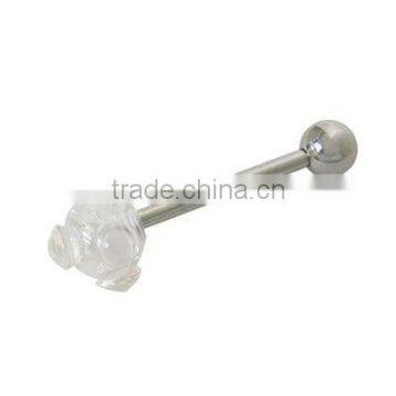 Clear UV Acrylic Ball Surgical Steel Straight Barbell Tongue Ring