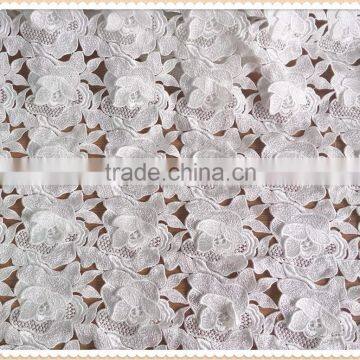 Fashion White French 3D Flower Lace Fabric, Free Sample 3D Lace, French Embroidery Bridal Lace Fabric for Wedding Dress photo-3