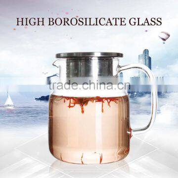 China wholesale 850ml glass tea/coffee/water pot with stainless steel lid