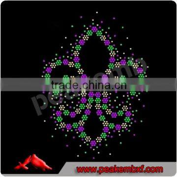 Colorful Iron On Rhinestone Fleur De Lis T Shirt Transfer