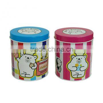 Round tea tin box for storage and decorative