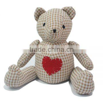 Store More Bear Checkd Cloth Sand Stuffed Cotton Animal Door Stopper photo-4