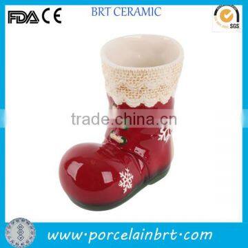 Christmas decorative promotion Ceramic Santa Boots