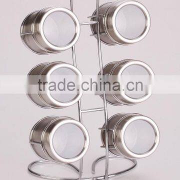 Clear Glass Bottle And Stainless Steel Stand Sets Salt Pepper Oil Vinegar Set photo-5