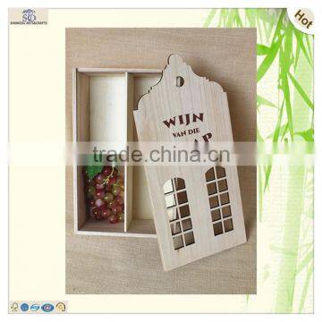 Silk Printing Window Cutting House Shaped Wine Box photo-5
