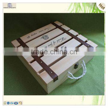 Light Four Bottles Wine Beer Gift Packing Wood Box photo-3