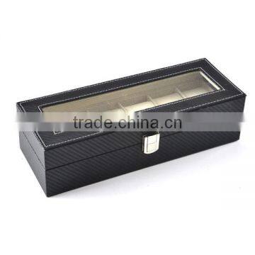 High-grade Carbon Fiber Watch Box 6 Slots, Transparent Window Display Watches Box photo-4