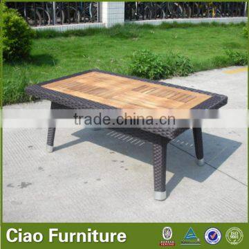 Leisure Garden Rattan Loveseat Sofa Furniture With Teak Wood Table photo-3