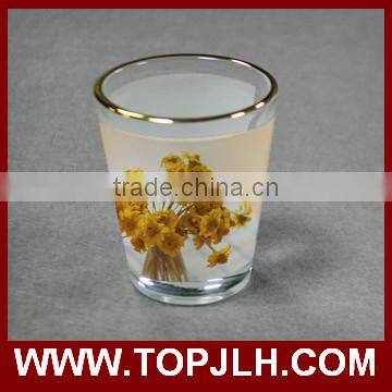 Sublimation Gold Rim Short Glass Wine Mug photo-5