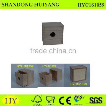 wholesale new unfinished wooden bird sliding drawer box