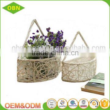 Wholesale custom wicker white color artificial hanging flower basket gift