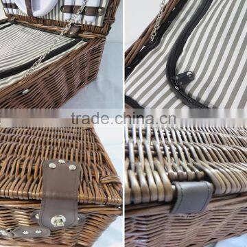 2017 New Design Hot Selling Outdoor Camping Empty Willow Wicker Picnic Basket for Two Person photo-6