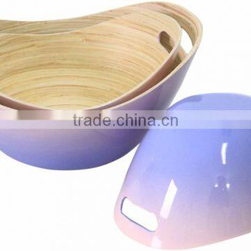 Eco friendly lacquer spun bamboo salad bowl