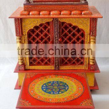 Beautifully Hand Painted Wooden Temple With Gate and Drawers photo-2