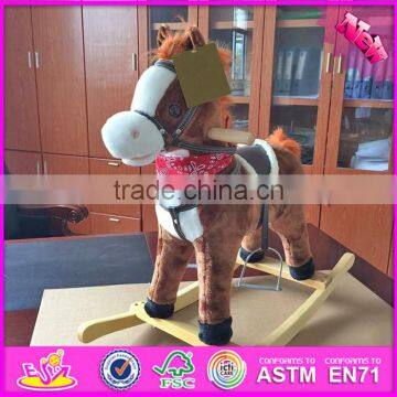 2017 New products baby funny horse sound wooden rocking horse toy W16D089