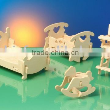 3D EVA Foam Furniture Puzzle - Wooden Like Foam Color - Bed Room Puzzle