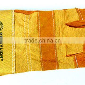 Yellow Color Welding Protective Leather Gloves for Men, Short Cuff photo-3