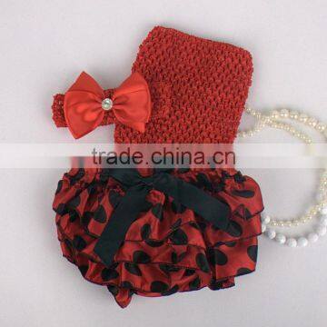Hot Sell Adorable Baby Diaper and Crochet Tube Top3 Sets , Satin Baby Bloomers, Baby Ruffle Bloomers photo-2