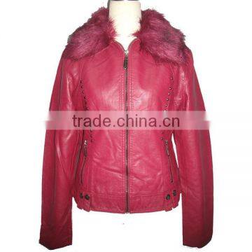 Yongfeng red leather jacket for women manufacturer in China