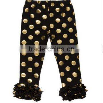 2016 China Low Price Wholesale Boutique Warmer Glod Polk Dots Leggings/pants With Ruffle for Cute Baby Kids photo-5