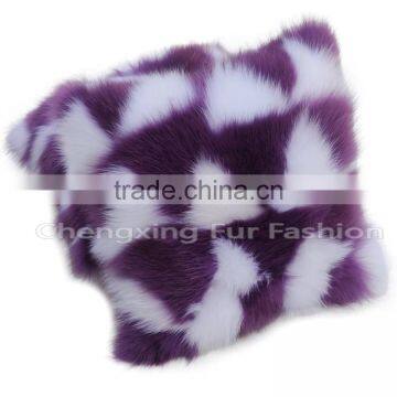 CX-D-33F Home Decoration Pillow Patchwork Real Fox Fur Cushion & Pillow Cover photo-3