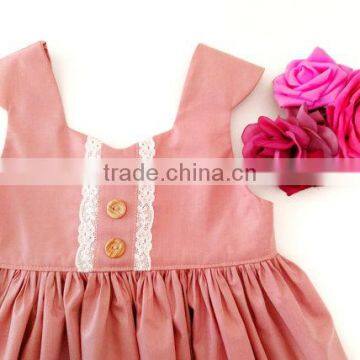 New Design Cotton Linen Sleeveless Lovely Baby Girls Dresses photo-3