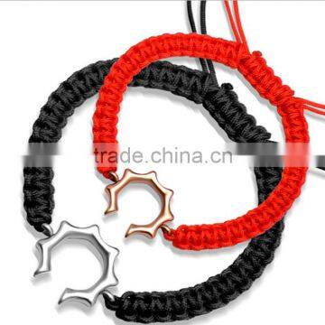 new sun design charm woven cord bracelets with adjusted size custom own sun charm cord woven bracelets for couple gifts 2017