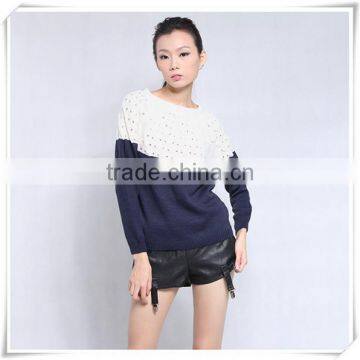 2017 lady high fashion design women half sleeve sweater