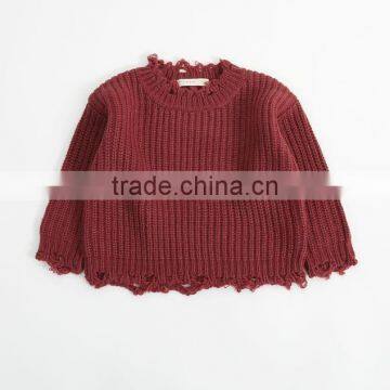 1-6 Years Wholesale 2017 New Knitted Full Sleeve Holes Solid Boys Girls Sweaters (pick Size Color ) photo-2