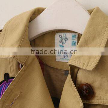 Wholesale Children's Boutique Clothing Autumn New School Style Long Girls Coats Jackets Lapel Flower With Girl Windbreaker photo-6