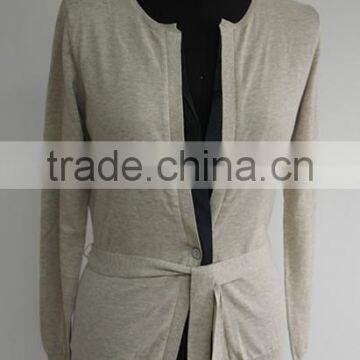 Fashion Ladies 12gg Knitted Cardigan Sweater With a Belt