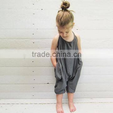 S17537A Fashion Kids Baby Girls Strap Cotton Romper Jumpsuit Harem Trousers Summer Clothes