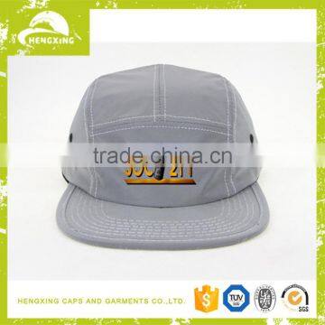 Custom 5 panel hats Luminous 3m reflective fabric grey five panel cap