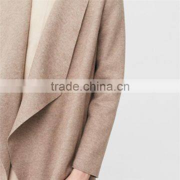 Grey and Medium Brown Unstructured Design Welt Pockets Wide Lapels Wool Coat photo-4