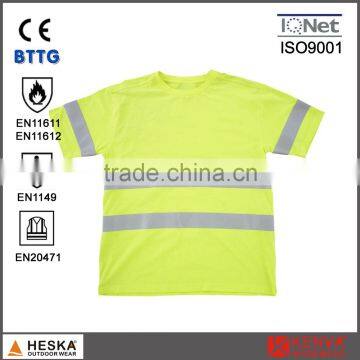 EN11612 High Visibility Modacrylic Cotton FR Short Sleeve T Shirt with FR sewing tape