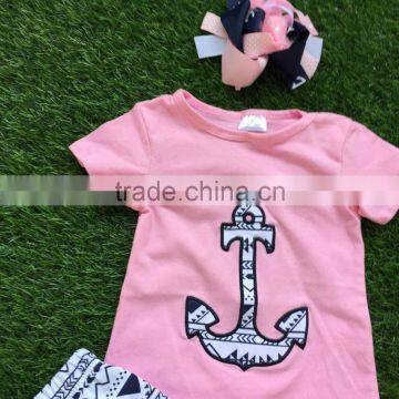 2016 Summer Design Girls Baby 2-7 Years Old Girls Hot Pink Strpies Clothing Capri Outfit Child Clothing With Matching Headband photo-2